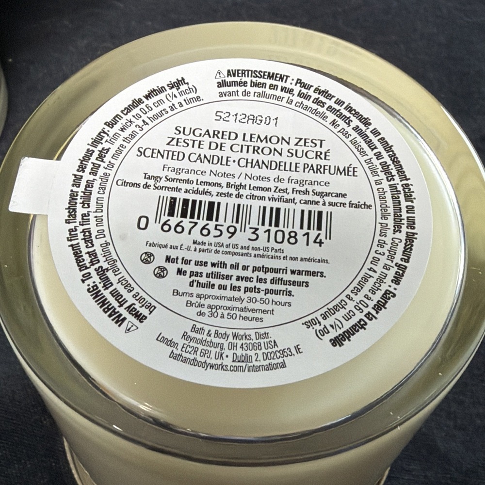 Sugared Lemon Zest Bath & Body Works Single Wick Candle 8 oz - Lot of 4 - NEW - Picture 4 of 4
